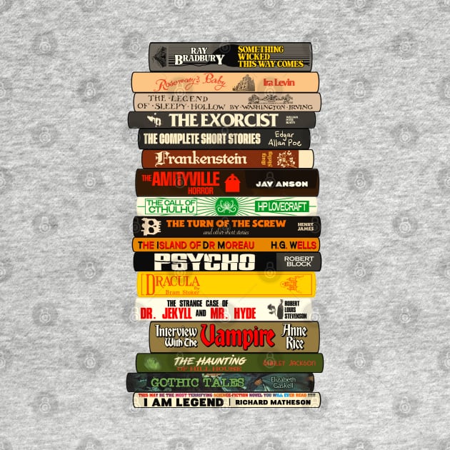 Classic Horror Books Stack by darklordpug